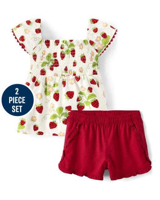 Girls Strawberry 2-Piece Outfit Set - Strawberry Sweetie