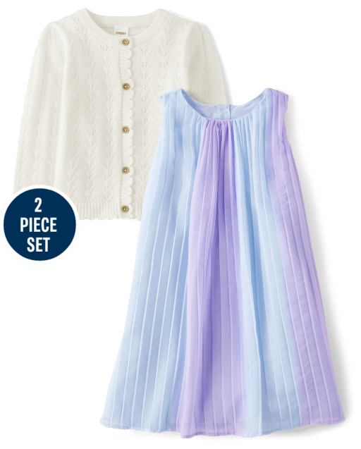Girls Ombre Pleated 2-Piece Outfit Set - Bondi Beach
