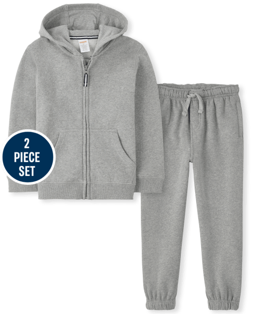 Boys Zip Up Hoodie And Jogger Pants 2-Piece Outfit Set - Uniform