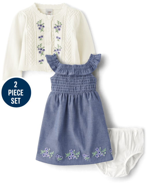 Baby Girls Embroidered Floral 2-Piece Outfit Set - Homegrown by Gymboree