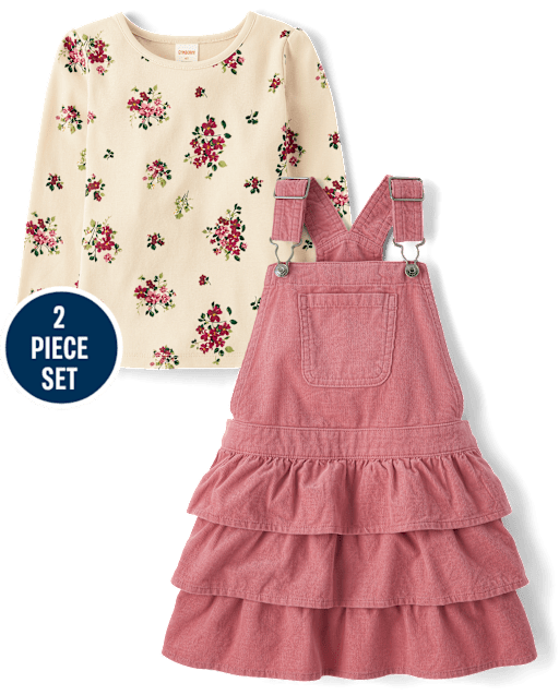 Girls Floral Skirtall 2-Piece Outfit Set - Country Charm