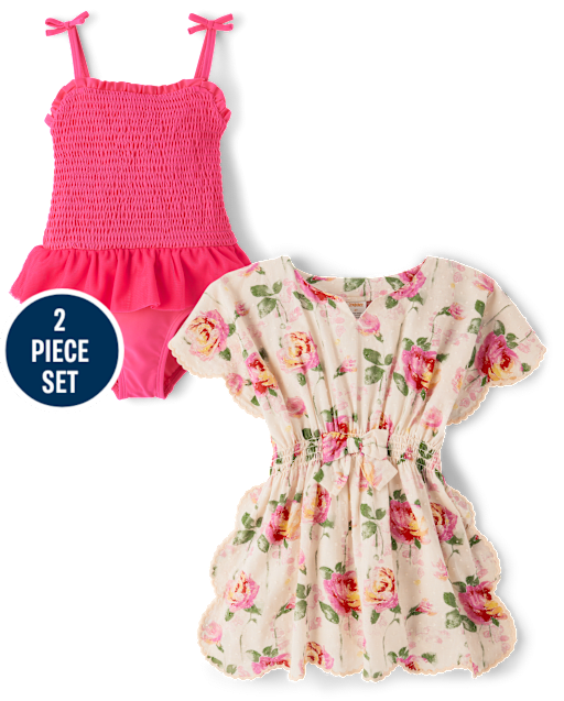 Girls Smocked Tutu 2-Piece Swim Set - Swim