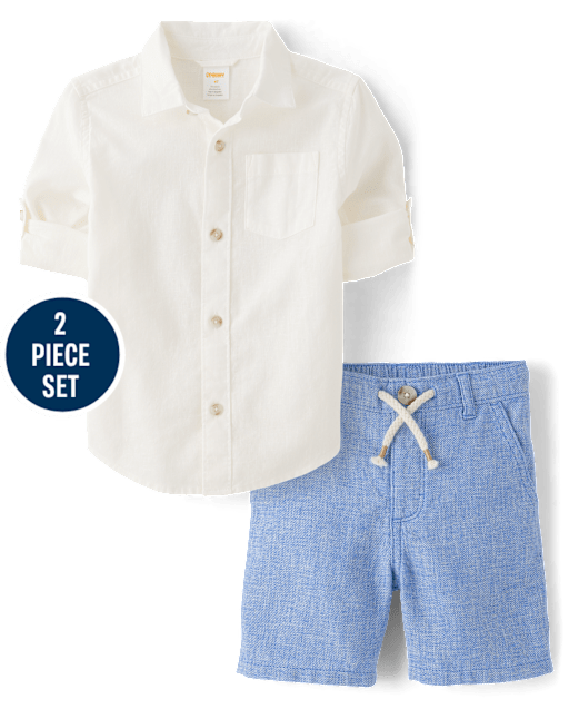 Kids Linen-Blend 2-Piece Outfit Set