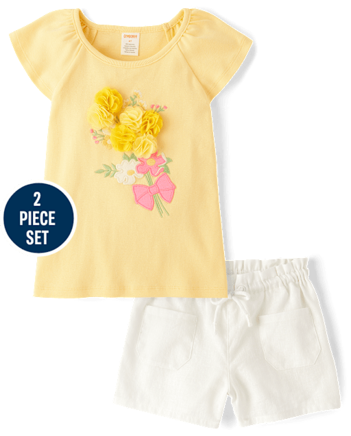 Girls Floral 2-Piece Outfit Set - Spring Celebrations