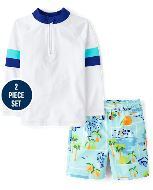 Boys Striped Travel 2-Piece Swimsuit - Swim