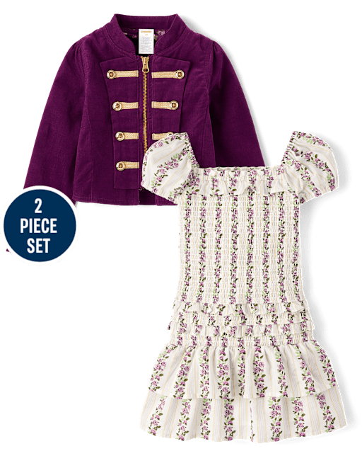 Girls Corduroy Band Jacket 2-Piece Outfit Set - Magical Meadows