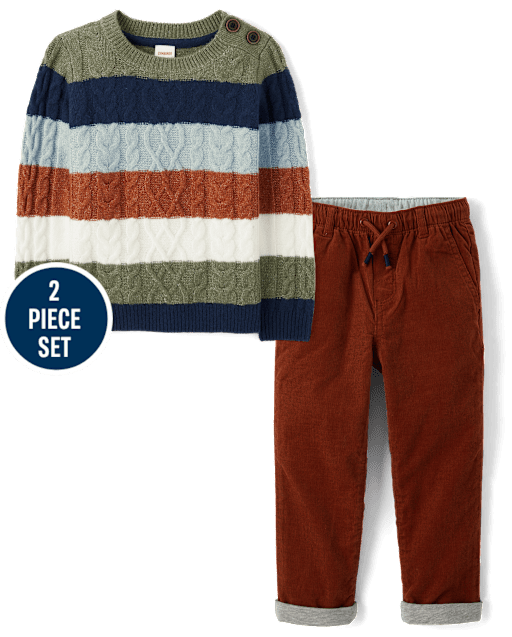Boys Striped 2-Piece Outfit Set - Fall Celebrations