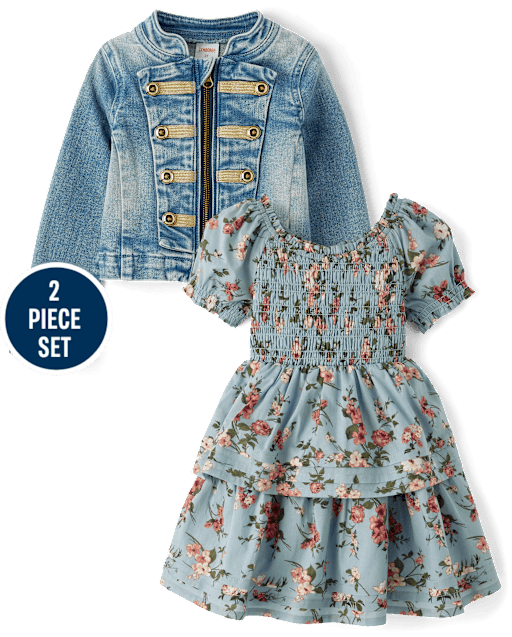 Girls Floral Pleated 2-Piece Outfit Set - Highland Hills