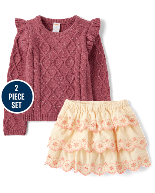 Girls Eyelet 2-Piece Outfit Set - Highland Hills
