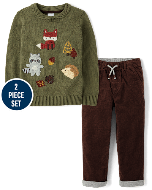 Boys Embroidered Animal 2-Piece Outfit Set - Highland Hills