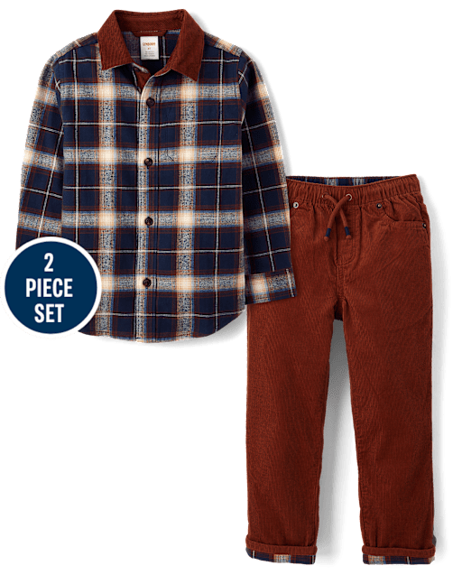 Boys Plaid 2-Piece Outfit Set - Highland Hills