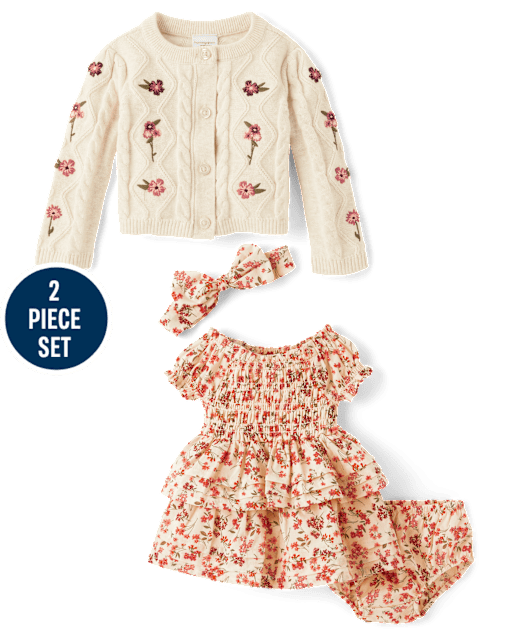 Baby Girls Embroidered Floral 3-Piece Outfit Set - Homegrown by Gymboree