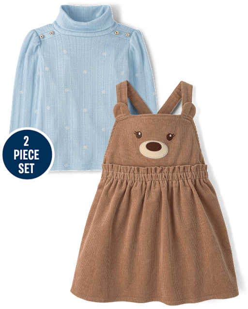 Girls Applique Bear 2-Piece Outfit Set - First Frost