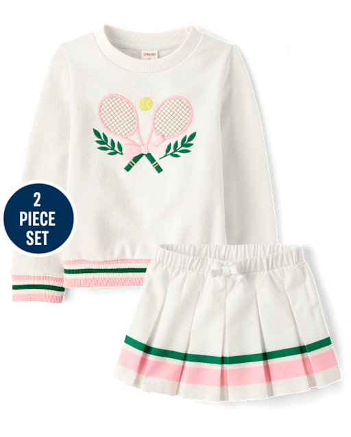 Girls Embroidered Tennis Racquet 2-Piece Outfit Set - Club House - lbl_product_image_view_1