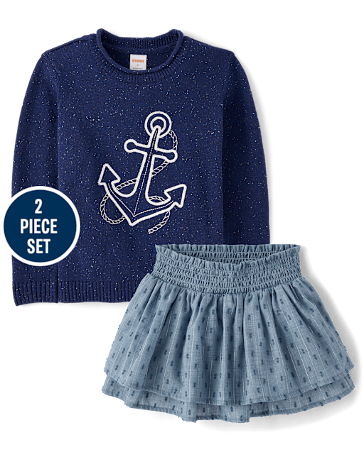 Girls Embroidered Anchor 2-Piece Outfit Set - Driftwood Bay - lbl_product_image_view_1