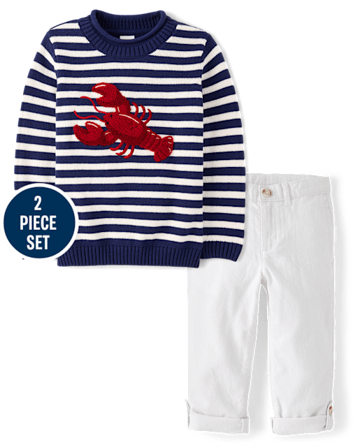 Boys Embroidered Lobster 2-Piece Outfit Set - Driftwood Bay - lbl_product_image_view_1