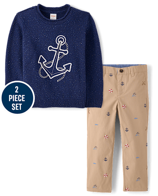 Boys Embroidered Anchor 2-Piece Outfit Set - Driftwood Bay - lbl_product_image_view_1