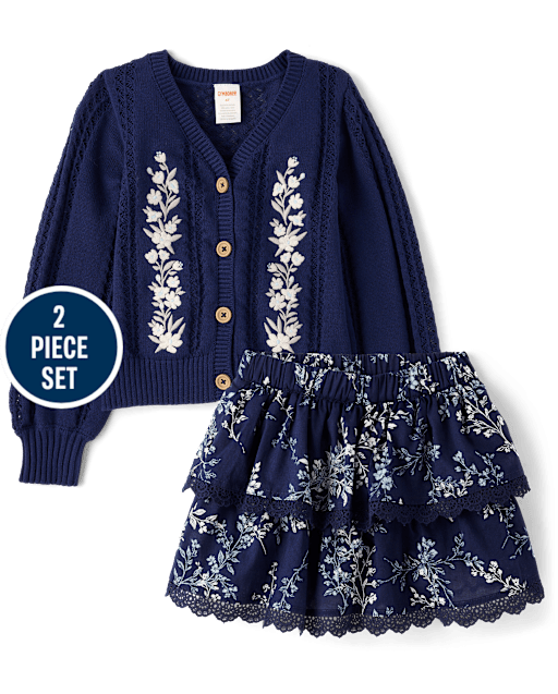 Girls Embroidered Floral 2-Piece Outfit Set - Driftwood Bay - lbl_product_image_view_1