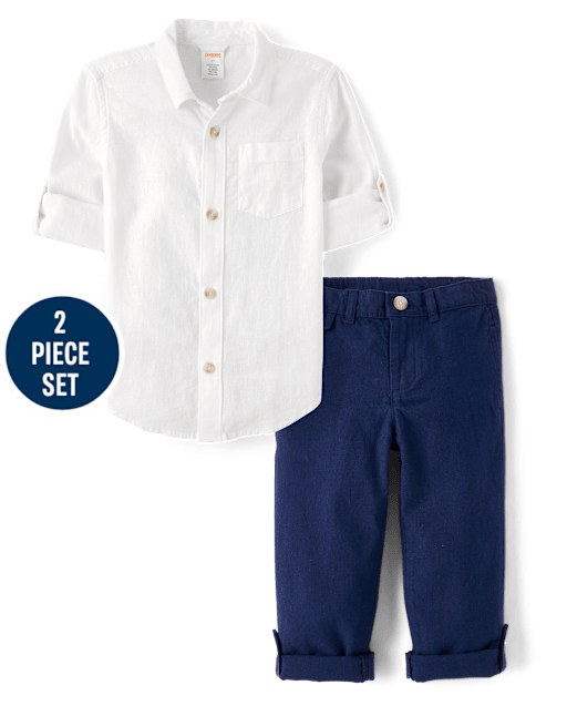 Boys Linen-Blend 2-Piece Outfit Set - Linen Edit - lbl_product_image_view_1