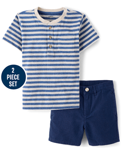 Boys Striped Linen-Blend 2-Piece Outfit Set - Linen Edit - lbl_product_image_view_1