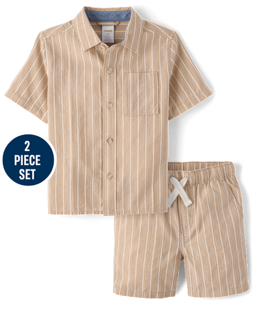 Boys Striped Linen-Blend 2-Piece Outfit Set - Linen Edit - lbl_product_image_view_1