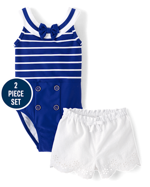 Girls Striped Bow 2- Piece Swim Set - Swim Shop - lbl_product_image_view_1
