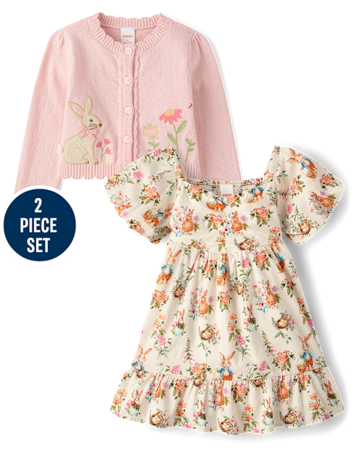 Girls Applique Bunny 2-Piece Outfit Set - Enchanted Garden - lbl_product_image_view_1