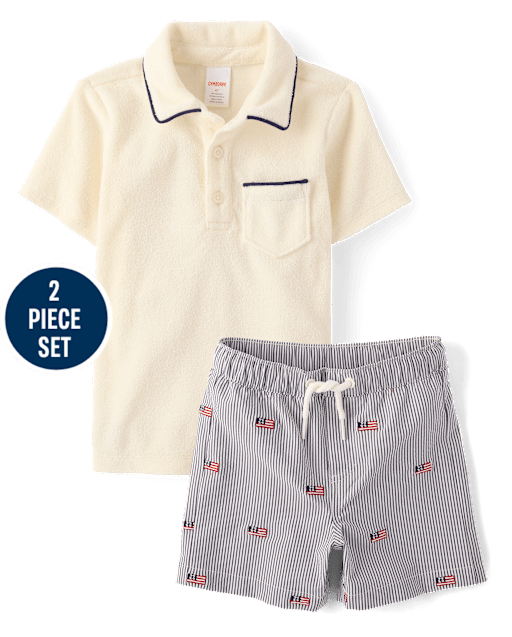 Boys Embroidered Flag 2-Piece Swim Set - Swim Shop - lbl_product_image_view_1