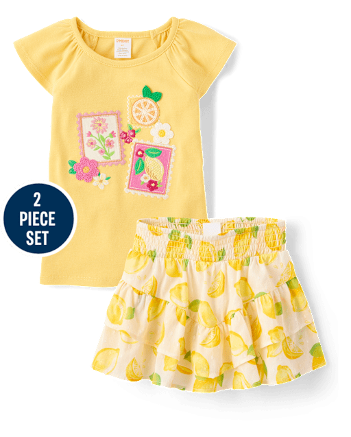 Girls Embroidered Stamp 2-Piece Outfit Set - Amalfi Coast - view 1