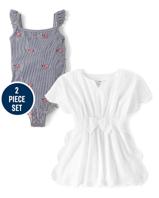 Girls Embroidered Flag 2-Piece Swim Set - Swim Shop - lbl_product_image_view_1