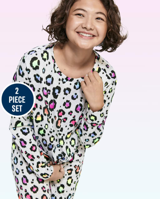 Tween Girls Rainbow Leopard Super Soft Pajamas