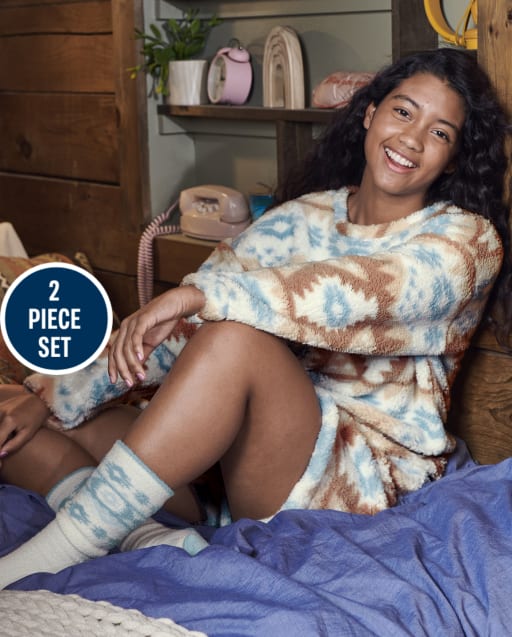Pijama de sherpa occidental para niñas Tween