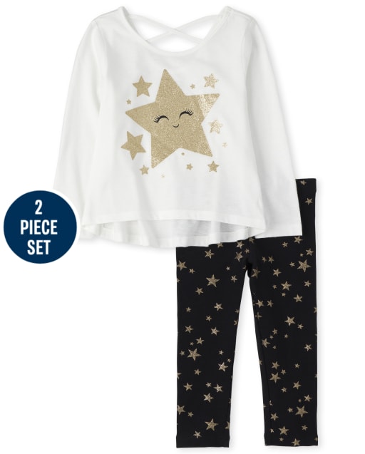 Toddler Girls Glitter Star Outfit Set