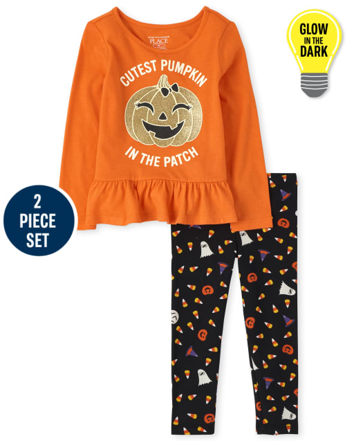 Toddler Girls Halloween Glow Outfit Set