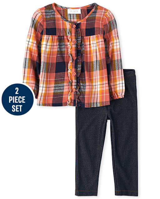 Toddler Girls Mommy And Me Plaid Matching Outfit Set
