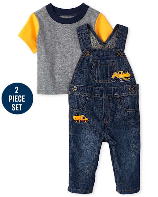 Ensemble de tenue de salopette en jean de construction pour bébé garçon