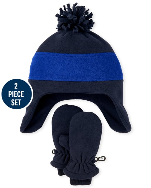 Toddler Boys Colorblock Glacier Fleece Hat And Mittens Set