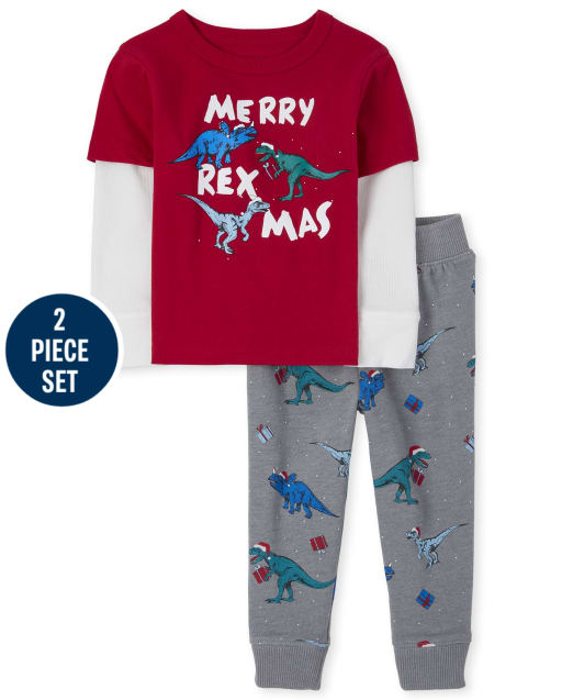 Baby And Toddler Boys Christmas Dino Outfit Set