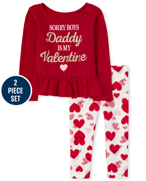 Toddler Girls Valentine's Day Dad Outfit Set