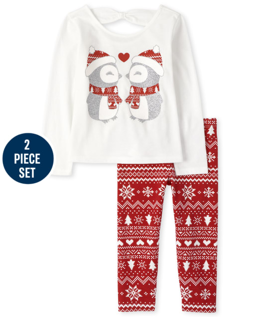 Toddler Girls Penguin Fairisle Outfit Set
