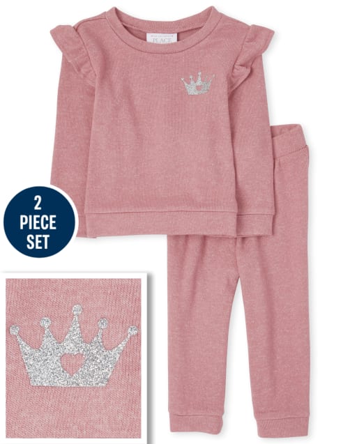 Toddler Girls Crown Lightweight Sweater Outfit Set