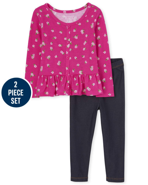Toddler Girls Floral Peplum 2-Piece Set