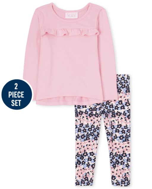 Toddler Girls Ruffle Lightweight Sweater 2-Piece Set