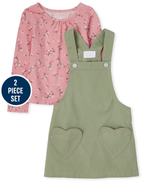 Toddler Girls Heart Twill Skirtall 2-Piece Set