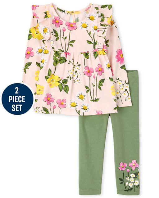Toddler Girls Floral Ruffle 2-Piece Set