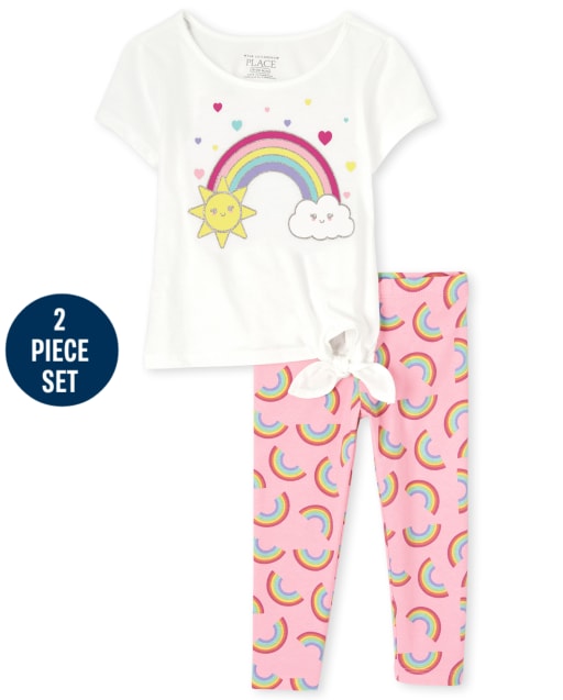 Toddler Girls Rainbow Tie Front 2-Piece Set