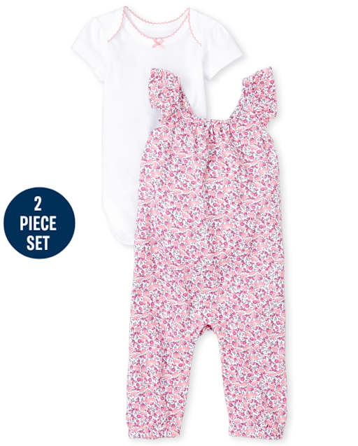 Ensemble de vêtements de jeu 2 pièces à fleurs pour bébé fille