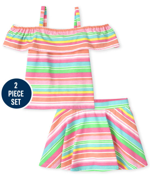 Toddler Girls Rainbow Striped 2-Piece Set