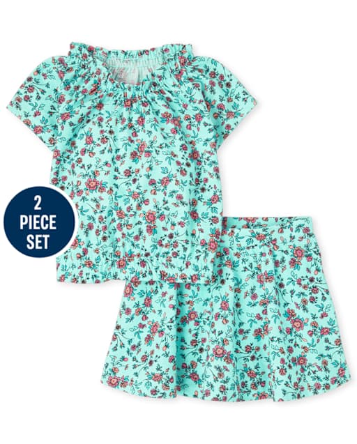 Toddler Girls Floral Smocked 2-Piece Set