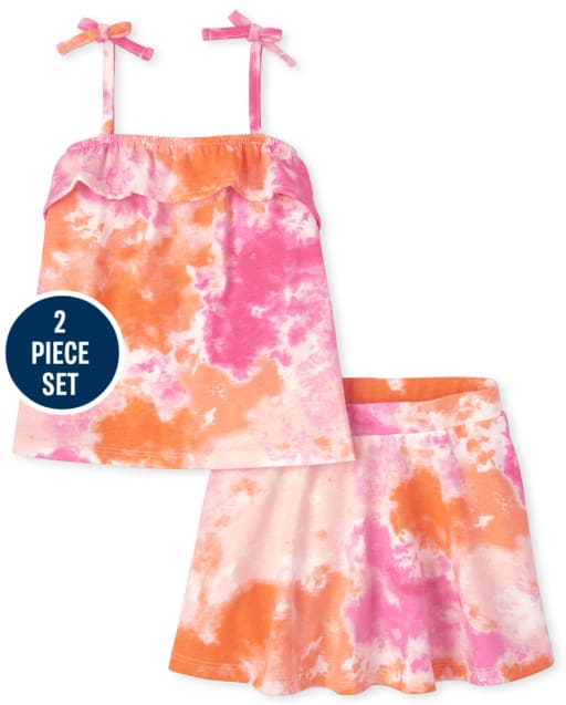 Toddler Girls Tie Dye Ruffle 2-Piece Set